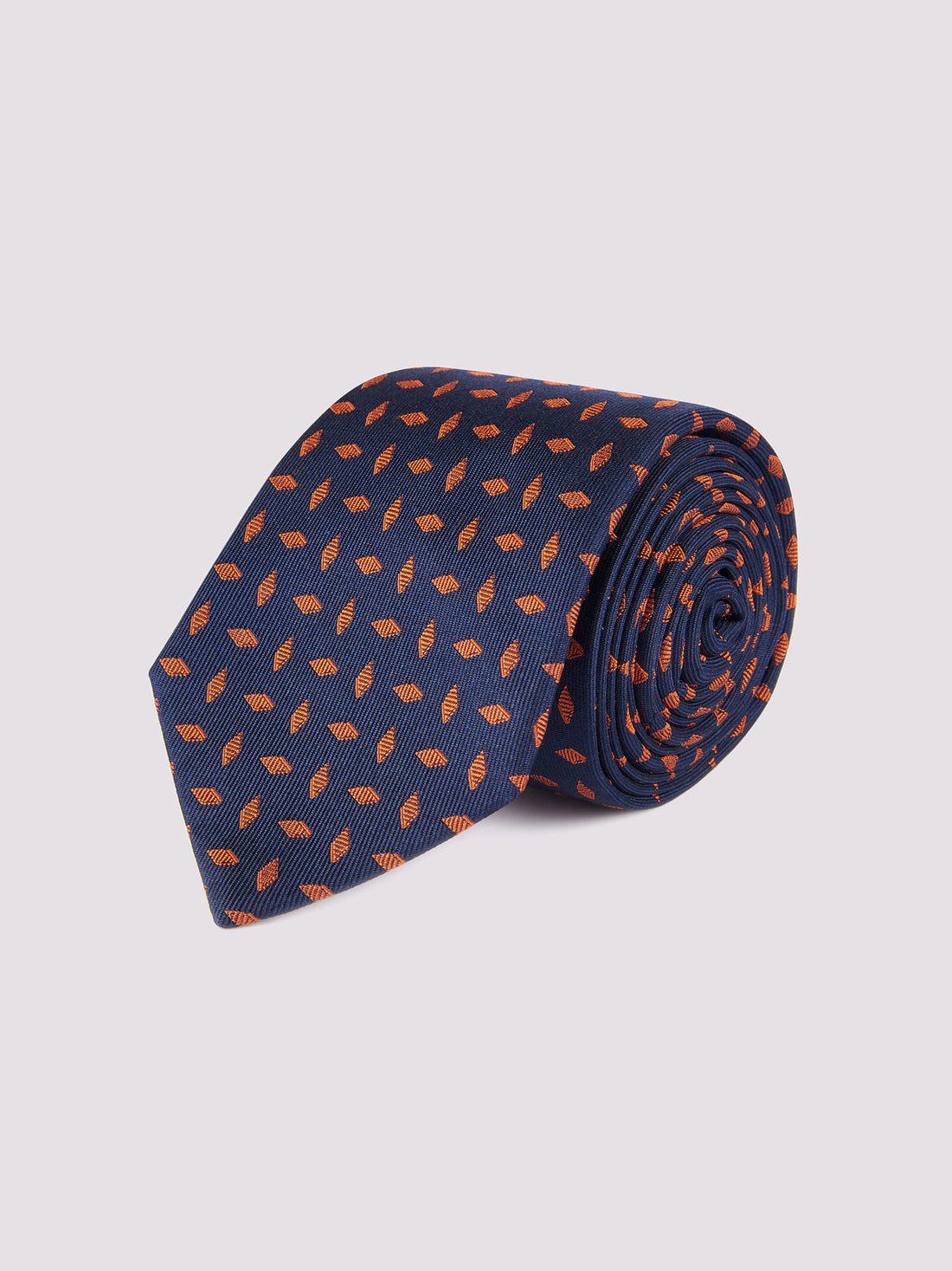 Duchamp Mens Silk Diamond Pattern Tie Gold Flame