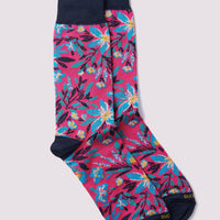 Mollie Floral Socks in Fuchsia