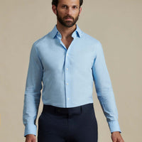 Duchamp Mens Poplin Stretch Shirt Skyway