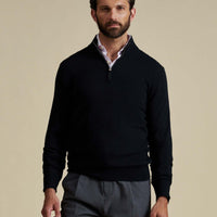 Duchamp Mens Quarter Zip Funnel Neck Black