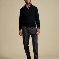Duchamp Mens Quarter Zip Funnel Neck Black