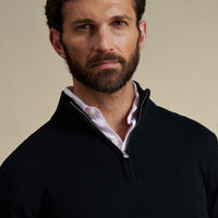 Duchamp Mens Quarter Zip Funnel Neck Black