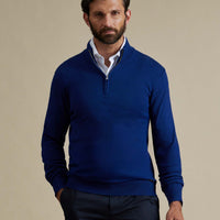 Duchamp Mens Quarter Zip Funnel Neck Oxford Blue BMG