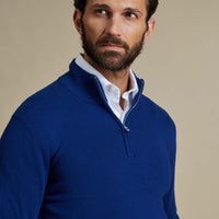 Duchamp Mens Quarter Zip Funnel Neck Oxford Blue BMG