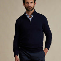 Duchamp Mens Quarter Zip Funnel Neck Deep Well