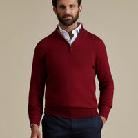 Duchamp Mens Quarter Zip Funnel Neck Rumba Red