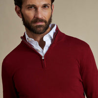Duchamp Mens Quarter Zip Funnel Neck Rumba Red