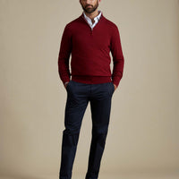 Duchamp Mens Quarter Zip Funnel Neck Rumba Red