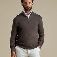Duchamp Mens Quarter Zip Funnel Neck Canteen Marl