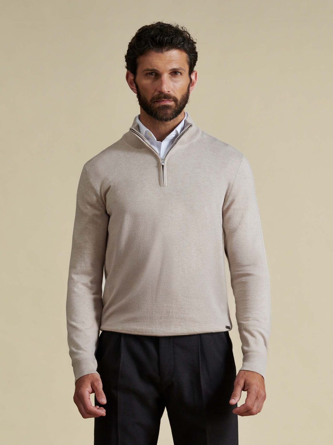 Duchamp Mens Quarter Zip Funnel Neck Silver Grey Marl