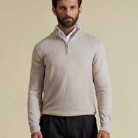 Duchamp Mens Quarter Zip Funnel Neck Silver Grey Marl
