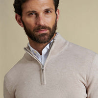 Duchamp Mens Quarter Zip Funnel Neck Silver Grey Marl