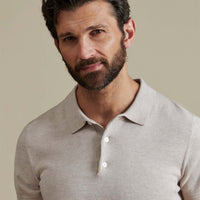 Duchamp Mens Short Sleeve Polo Knit Silver Grey Marl
