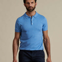 Duchamp Mens Short Sleeve Polo Knit Della Robbia Blue Marl