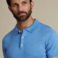 Duchamp Mens Short Sleeve Polo Knit Della Robbia Blue Marl