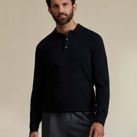 Duchamp Mens Long Sleeve Polo Knit Black