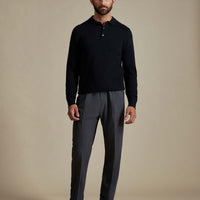 Duchamp Mens Long Sleeve Polo Knit Black