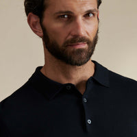 Duchamp Mens Long Sleeve Polo Knit Black