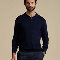 Duchamp Mens Long Sleeve Polo Knit Deep Well