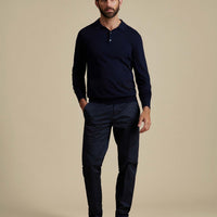 Duchamp Mens Long Sleeve Polo Knit Deep Well