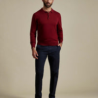 Duchamp Mens Long Sleeve Polo Knit Rumba Red