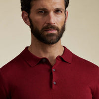 Duchamp Mens Long Sleeve Polo Knit Rumba Red