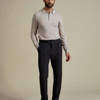 Duchamp Mens Long Sleeve Polo Knit Silver Grey Marl