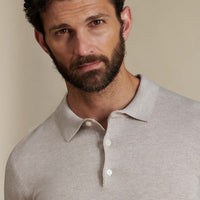Duchamp Mens Long Sleeve Polo Knit Silver Grey Marl