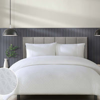 Duchamp Premium Cotton Sateen Monogram Jacquard Duvet Set Bright White