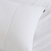 Duchamp Premium Cotton Seersucker Stripe Duvet Set Bright White