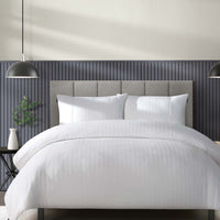 Duchamp Premium Cotton Seersucker Stripe Duvet Set Bright White