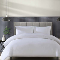 Duchamp Premium Cotton Sateen Herringbone Duvet Set Bright White