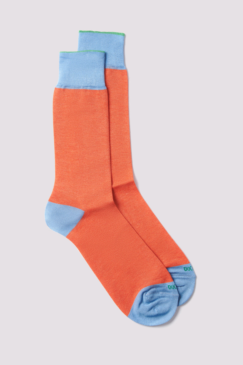 Blue and Orange Cotton Heel & Toe Socks