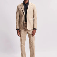 Single Breasted 3 Button Suit Jacket in Taupe