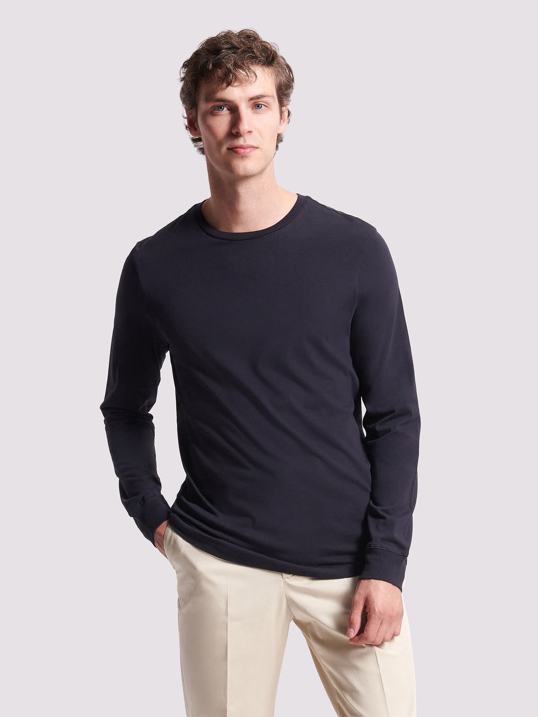 Duchamp Mens Pima Cotton Long-Sleeve T-Shirt Deep Well