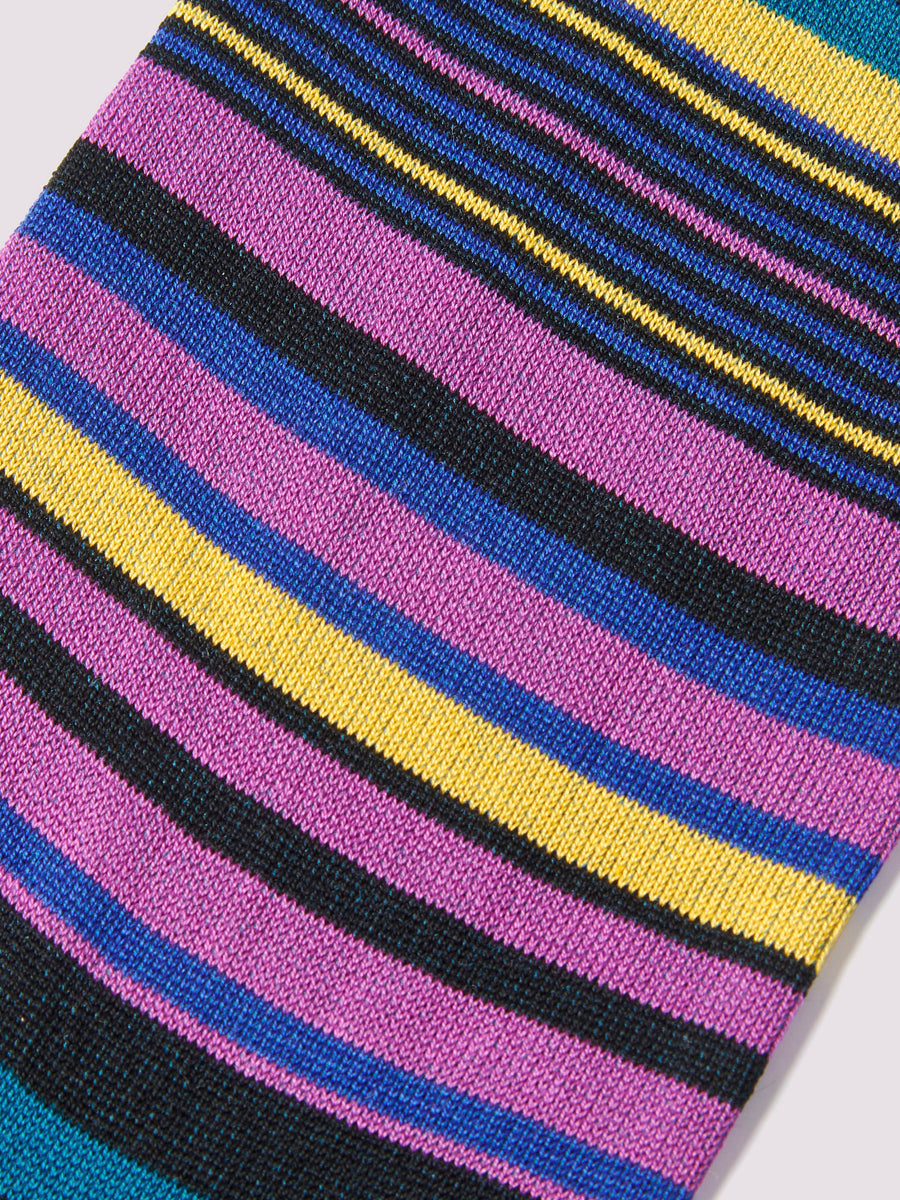 Duchamp Mens Multi-Stripe Socks Blue Coral