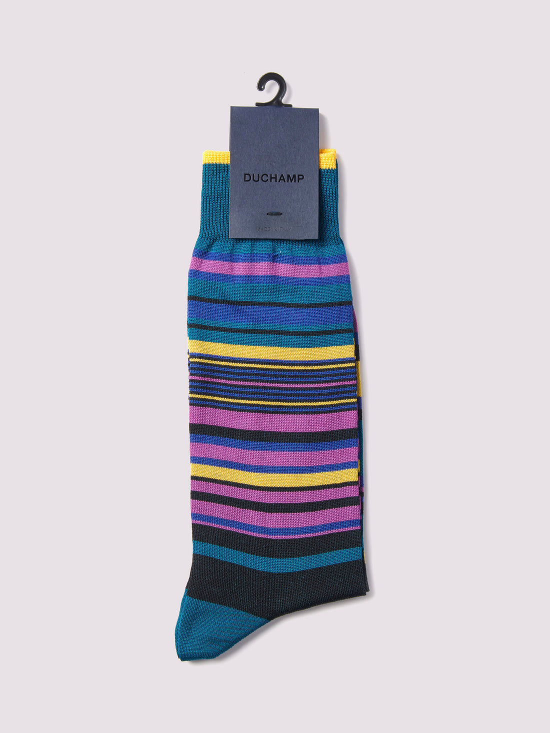 Duchamp Mens Multi-Stripe Socks Blue Coral