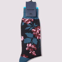 Duchamp Mens Floral Socks Black