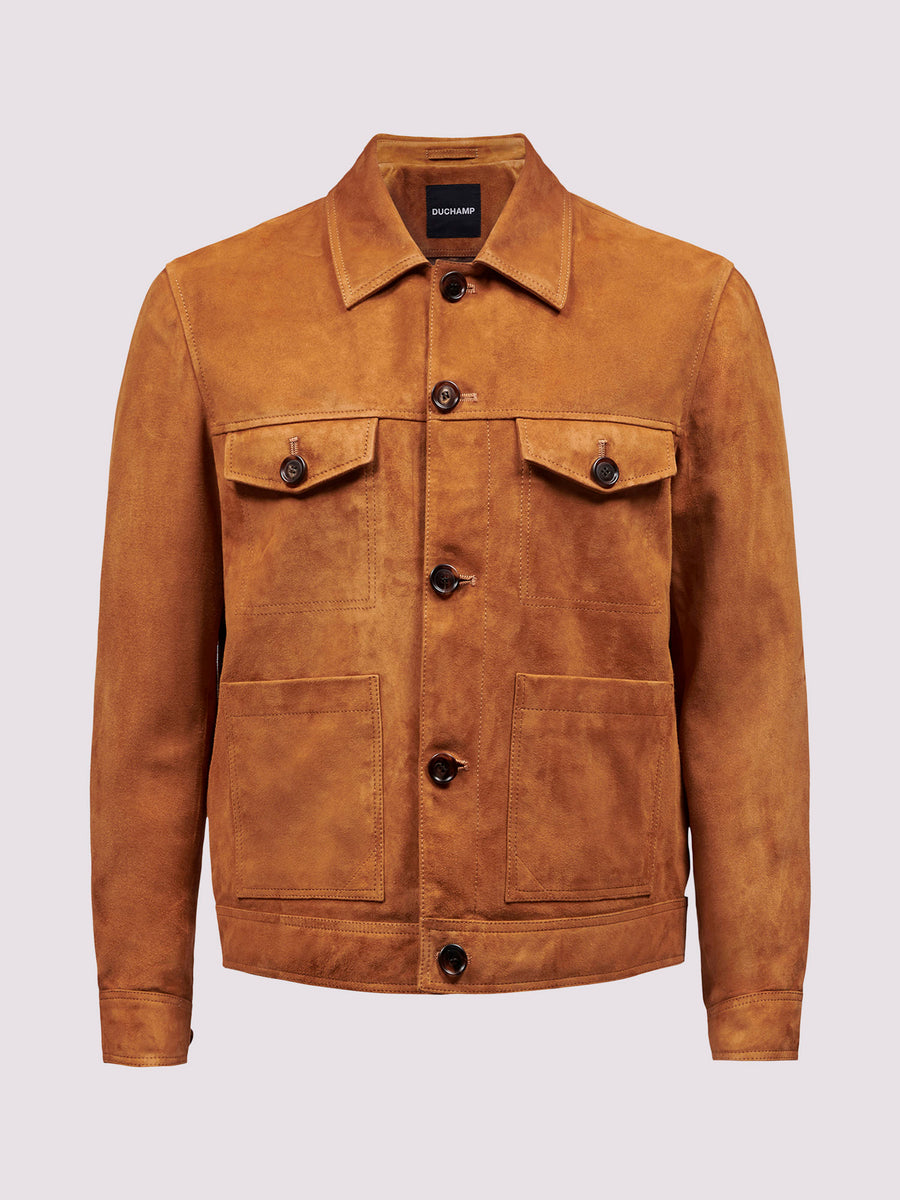 Duchamp Mens Suede Shacket Warm Sand