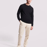 Merino Wool Crew Neck Sweater in Black