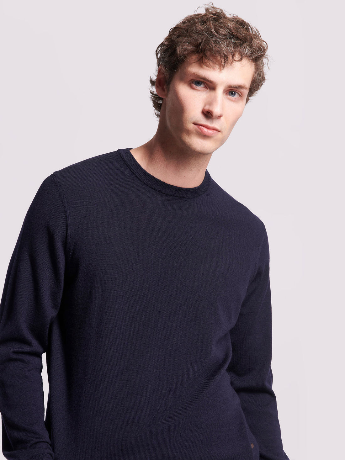 Duchamp Mens Merino Wool Crew Neck Sweater Deep Well