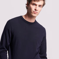 Duchamp Mens Merino Wool Crew Neck Sweater Deep Well