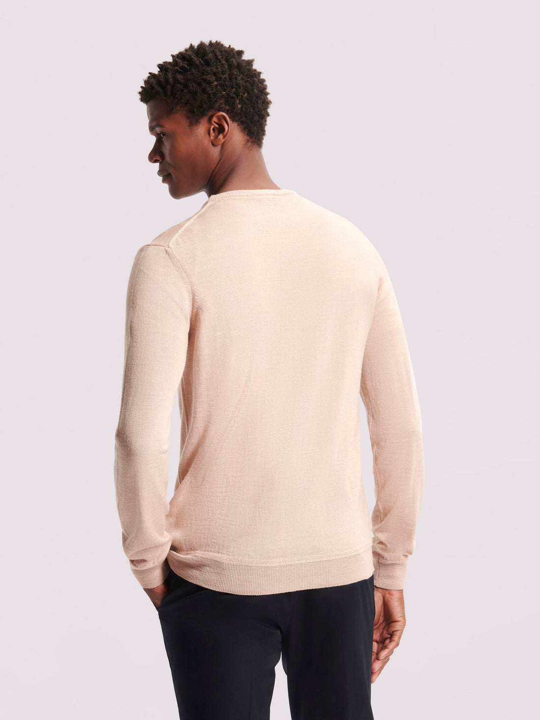 Duchamp Mens Merino Wool Crew Neck Sweater Warm Sand