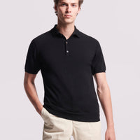 Duchamp Mens Merino Wool Polo Shirt Black