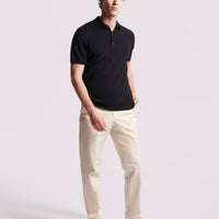 Duchamp Mens Merino Wool Polo Shirt Black