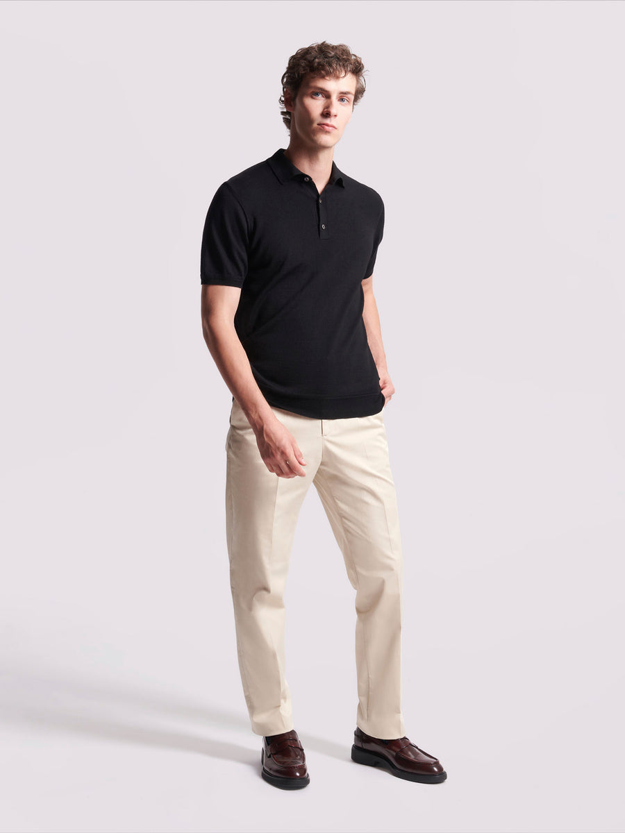 Duchamp Mens Merino Wool Polo Shirt Black