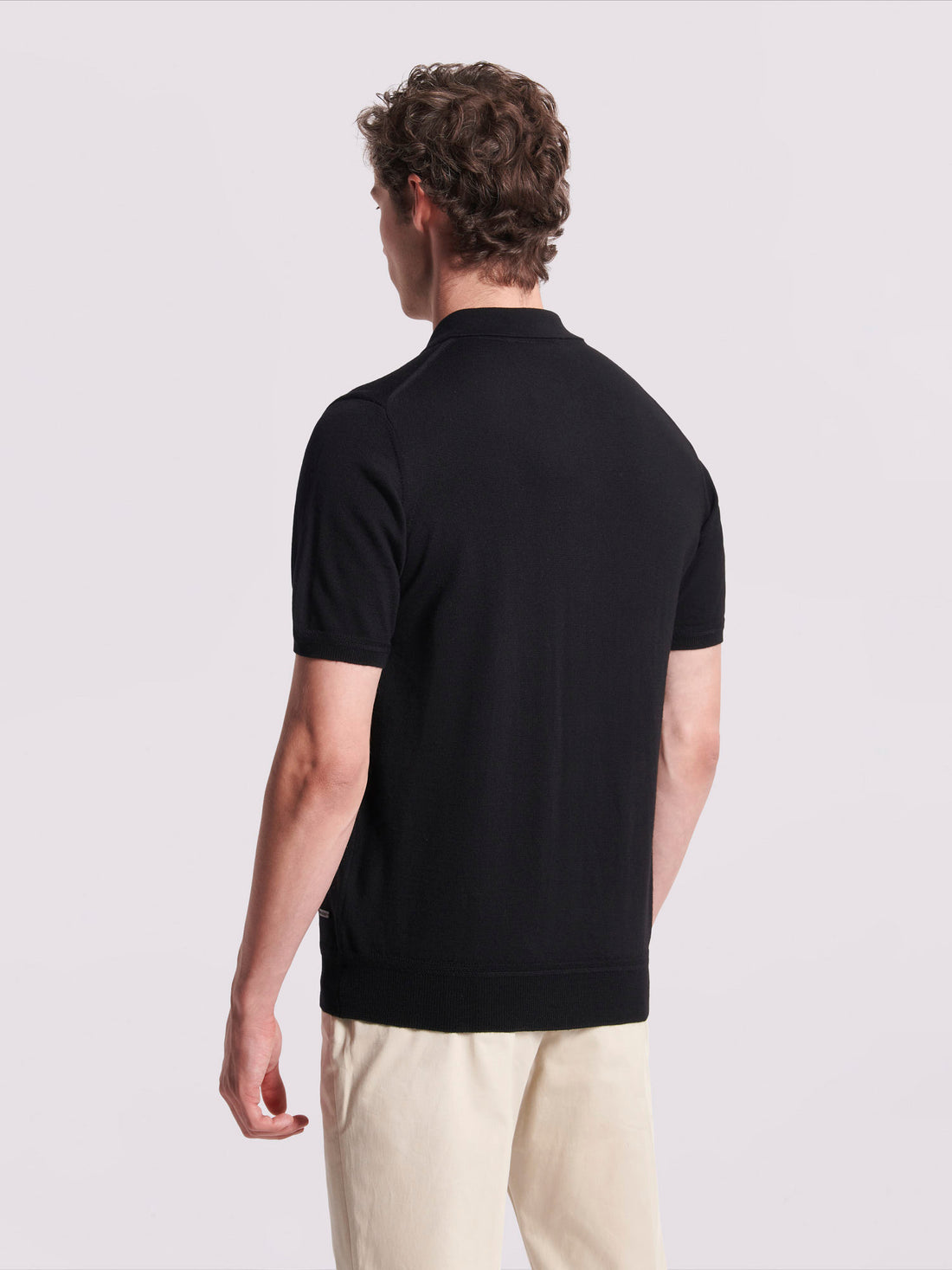 Duchamp Mens Merino Wool Polo Shirt Black