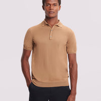 Duchamp Mens Merino Wool Polo Shirt Tobacco Brown