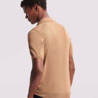 Duchamp Mens Merino Wool Polo Shirt Tobacco Brown