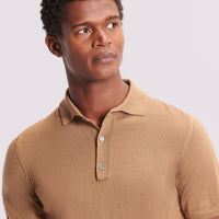 Duchamp Mens Merino Wool Polo Shirt Tobacco Brown